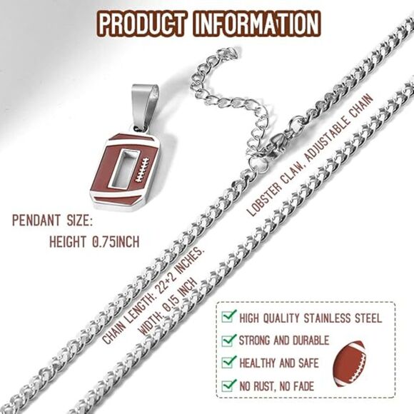 Football Number Necklace "#39 Stainless Steel (4134) - Picture 3 of 6